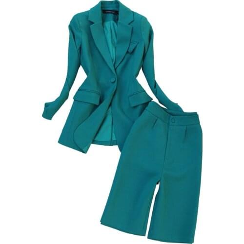 Women 2 piece set new style fashion temperament OL professional suit high waist five-point pants two piece outfits for women