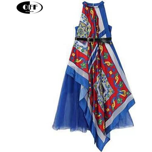 Designer fashion runway summer chic mid-long tank dresses light women vintage irregular party night maxi dress festival clothing