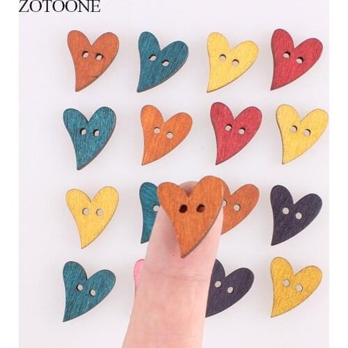 ZOTOONE Diy Handmade Wooden Heart Buttons Noel Accessories Scrapbooking for Coat Wedding DIY Craft Decoration Button E