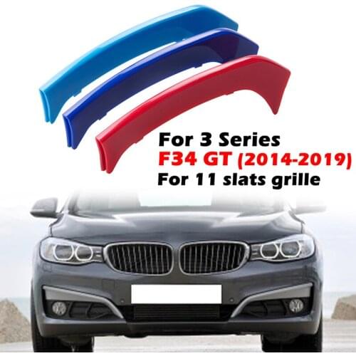11 Slats Kidney Front Grill Grille Decal Stripe Cover Clip Trim For BMW F34 GT Year 2013-2019 M-Sport Decorative Parts