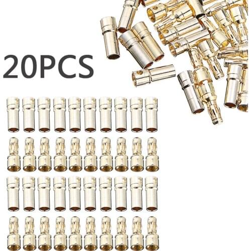 20Pair 3.5mm Gold-plated Bullet Banana Plug Connector RC Battery ESC Motor Replacement Batteries Terminals Connectors Kit