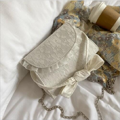 2021 Womens Bag Messenger Bag Retro Lace Mesh Bow Handbags Elegant Mini Square Crossbody Bags Сумка Женская Сумка Через Плечо