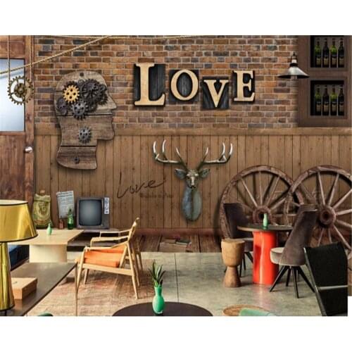 Beibehang 3d wallpaper Custom size retro nostalgic wheels wine barrel coffee bar mural background wall behang wallpaper mural