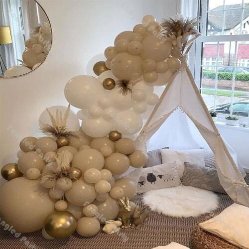 87pc Matte White Natural Sand Chrome Gold Balloon Garland Arch Kit Gender Reveal Decoration Baby Shower Birthday Party Supplies