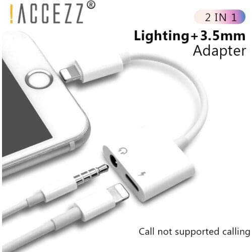 !ACCEZZ 2 in 1 Lighting Charger Listening Adapter For iphone X 7 Charging Adapter 3.5mm Jack AUX Splitter adaptador For iphone