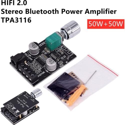 Audio Speakers DIY Bluetooth-compatible 5.0 High Power Digital Amplifier Stereo Board 50W Potentiometer Adjust Volume