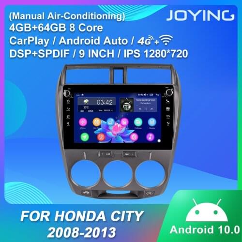 1 din car radio player GPS Navigation 4GB RAM&64GB ROM head unit IPS 9 inch HD support 4G&Carplay for Honda City 2008-2013 RDS