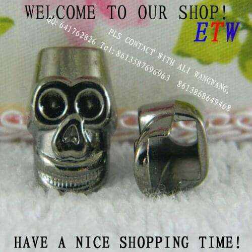 Free shipping! Fashion Alloy Cord End,Skull DIY Plating Black Nickel Connectors 50pcs/lot Jewelry Findings Accessories