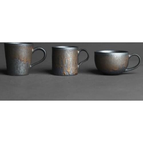 Japanese Style Kilns Black Gold Handmade Master Tea Mug Handmade Coarse Pottery Coffee Milk Tea Cup