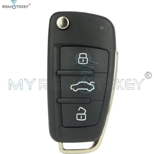 Remtekey 8P0837220D car key cover 3 button for Audi A4 Flip remote car key shell 2004 2005 2006 2007 2008 8P0 837 220 D
