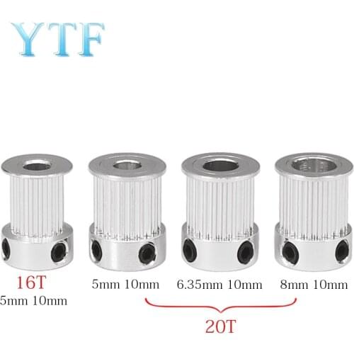 3D Printer Parts 2GT Synchronous Pulley 20 Tooth 16 Teeth Inner Hole 5/6.35/Bandwidth 10mm