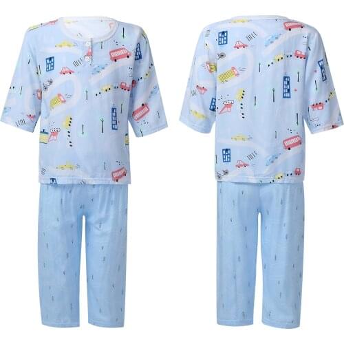 Children Pajamas Set Summer Cotton Kids Sleepwear Boys Girls Casual Home Suit 2Pcs Printed T-shirt Tops And Pants Pyjamas Sets