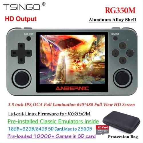 TSINGO RG350M Linux OS Retro Game Console Aluminum Alloy Shell 3.5" IPS Screen HDMI Output PS1 Emulators RG350 Video Game Player
