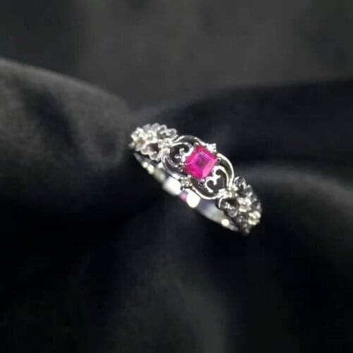 Natural red ruby stone Ring Natural gemstone ring 925 sterling silver trendy elegant Fine crown women girl party gift Jewelry