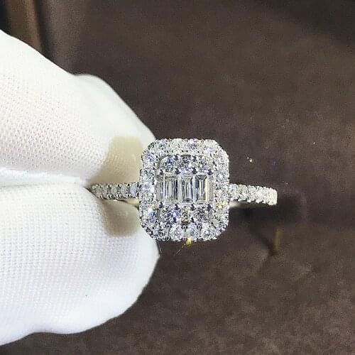 Lovers Simple Lab Diamond Ring 100% Original 925 sterling silver Engagement Wedding band Rings for Women Bridal Fine Jewelry