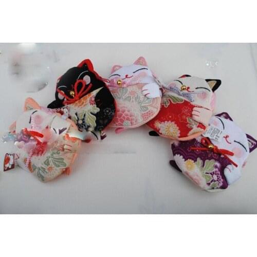 2021 new 16 pieces Japanese style Lucky cat coin purses coin bags Zero Wallet Japanese kimono fabric
