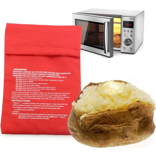 Red Potato Bag Microwave Baking Potato Cooking Bag Washable Cooker Bag Baked Potatoes Pocket Easy To Cook Kitchen Gadgets Tools