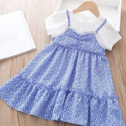 Baby Summer Girls Floral Dress Korean Cake Dress Children Princess Dress for Girls Wholesale Bulk Clothes