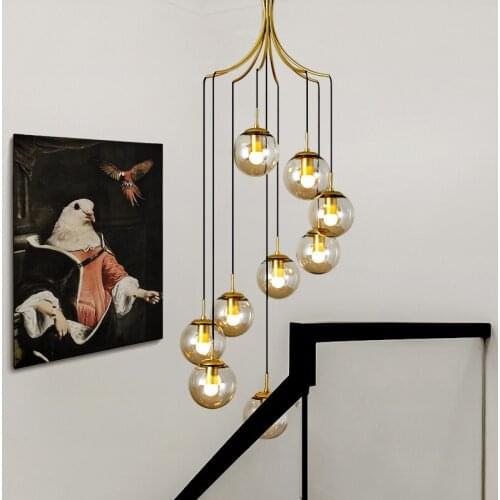 Personality Duplex Stair High Pendant Light Building Office Building Apartment Hall Dining Room Pendant Lamp Modern led Lights