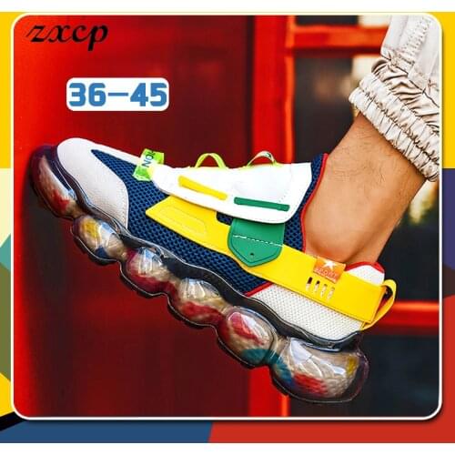 Spring Lovers Air Cushion CasualShoe Fashion Jogging Footwear Trainers Dad Shoes Light Weight Popcorn Bottom Men Woman Sneakers