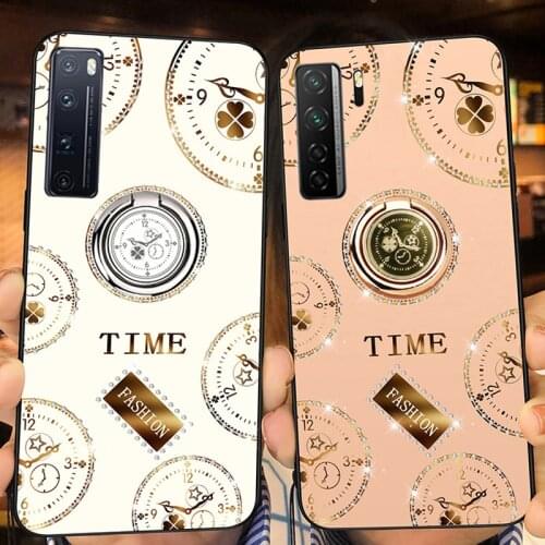 Clock Magnetic Finger Case For Huawei nova 7 Pro Soft Silicone TPU 360 Ring Protection Back Cover For Huawei nova 7 SE Shell