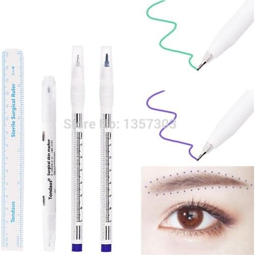 10 pcs Skin Marker for eyebrow skin marker pen tattoo skin marker sterile surgical cosmetic positioning acupuncture point pen