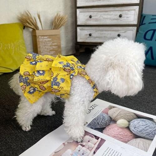 Cute Pet Dog Clothes Summer Floral Dress Cat Skirt Puppy Chihuahua Yorkshire Pomeranian Corgi Poodle Bichon Small Dogs Clothing