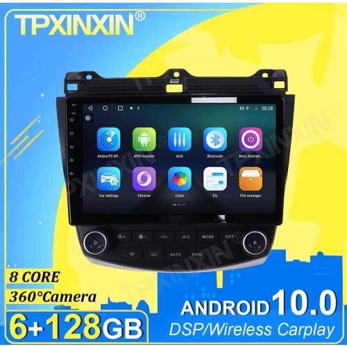 IPS Android 10.0 6+128G Carplay 360° Camera For Honda Accord 2003-2007 Radio Multimedia Player Tape Recorder Video GPS Head Unit