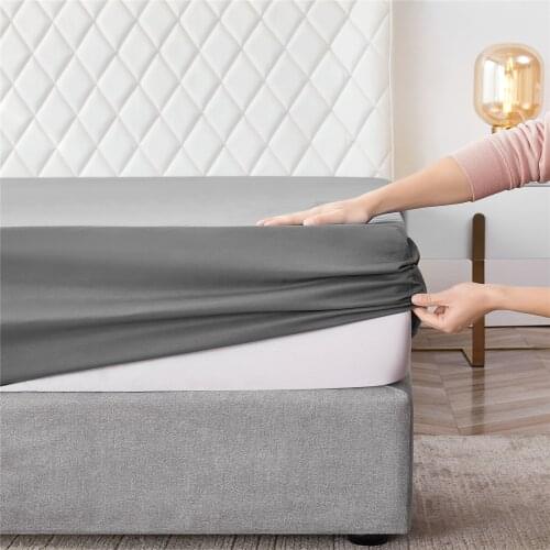 Soft Fitted Sheet Polyester Solid Bed Sheet Cover with Elastic Band Abrasion Resistant Sheets Bed Mattress Set White