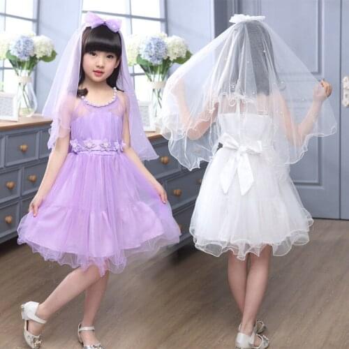 2016 New Kids Girls New Spring Summer Wedding Dance Pearl Flower Girl Princess Dress