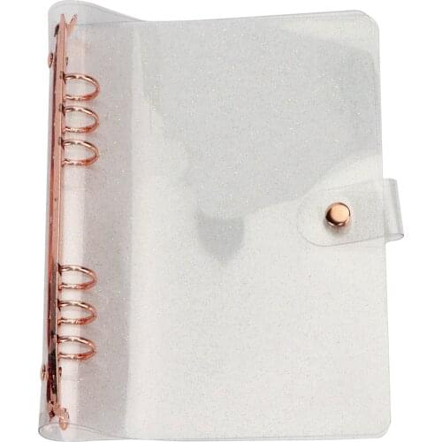 6 Ring A5 Clear Glitter Binder PVC Notebook A6 Binder Glitter Rose Gold A5 Clear Folder Binder