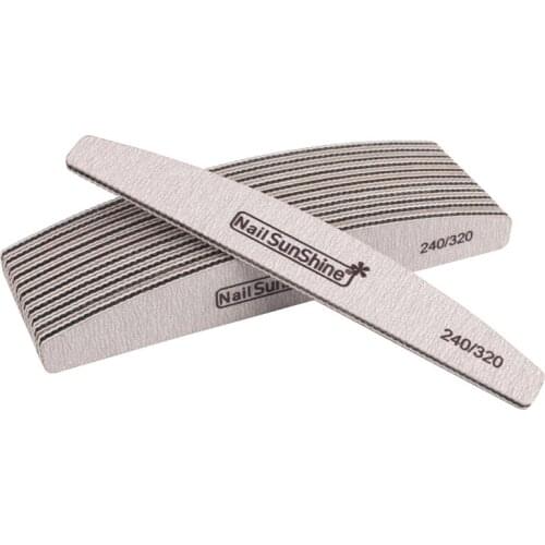 10Pcs Half-Moon-Shaped Nail File Grey Nail Buffer 240/320 Washable Grinding Polishing Sanding Buffing Pedicure Nail Art Tools