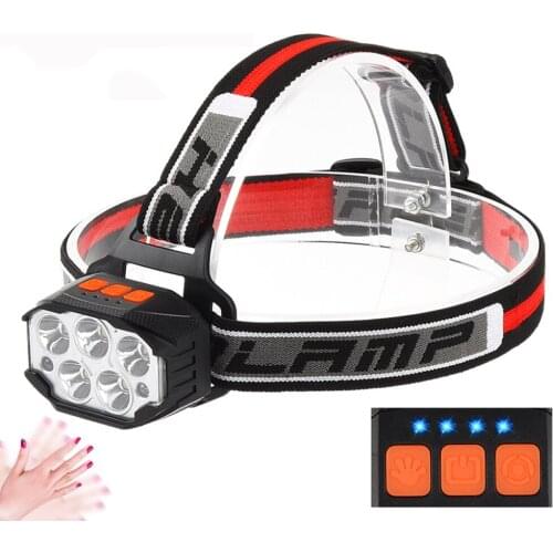 Waving Sensor Headlight Outdoor Led Built in Lithium Battery Strong Light Rechargeable Flashlight 3XPE+2COB Fishing Headlamp
