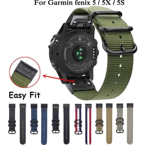 26 22 20MM fashion Watchbands Strap for Garmin Fenix 5X 5 5S For Forerunner 935/945 Watch Quick Release Nylon canvas Wrist Bands