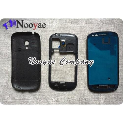 Blue/White Full Housing Front Frame home button + Middle Frame + Rear Back Battery Cover For Samsung Galaxy S3 mini i8190
