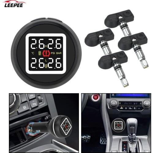 Save Fuel High Temperature Alarm Car Tire Pressure Monitoring System TPMS Cigarette Lighter Type with 4 Internal Sensors