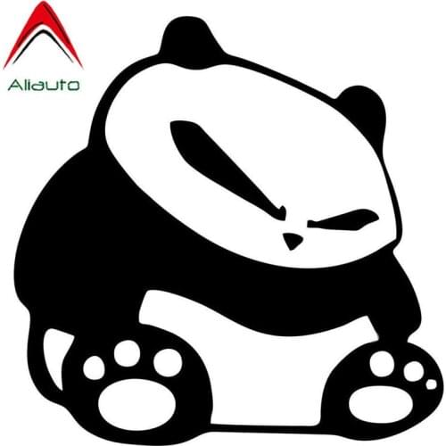 Aliauto Cartoon Fashion Car Stickers Panda Cool Face Automobile Styling Vinyl Reflective Anti-UV Decal Black/Silver,15cm*15cm