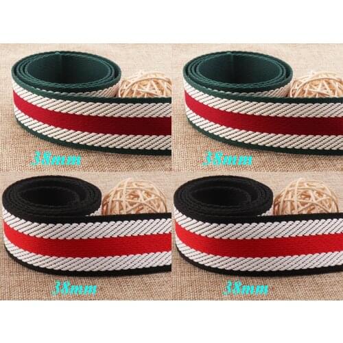 38mm Webbing Jacquard Webbing Red White Green/Black Striped Webbing for Camera Strap purse strap belt Straps Arts and Crafts
