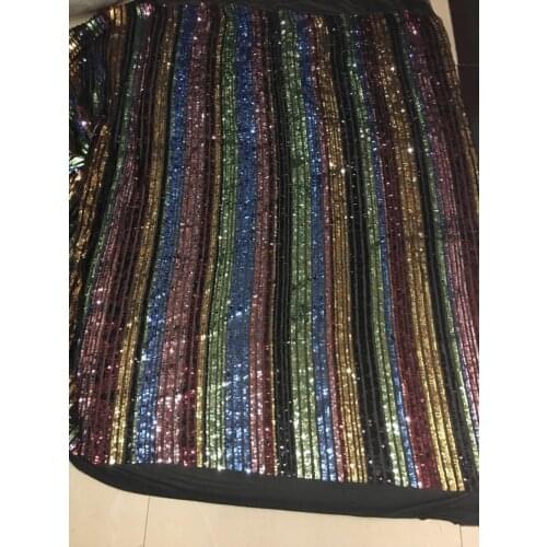 Stock 5yards xx327# Multicolor stripe good quality sequin tulle mesh lace fabric for bridal wedding dress/sawing