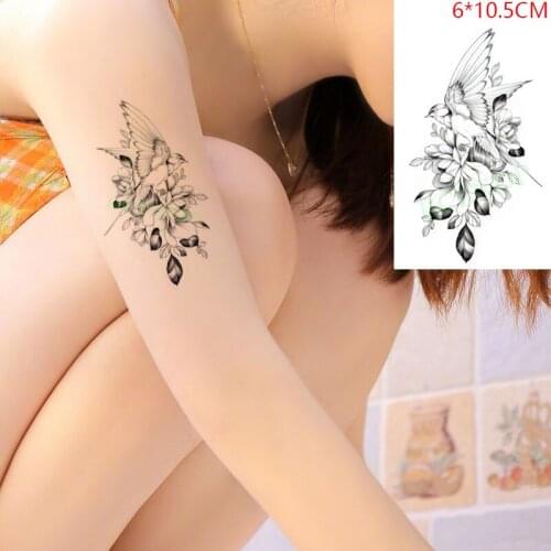 Waterproof Temporary Tattoo Sticker Bird Butterfly Flower Sexy Body Art Flash Tatoo Fake Tatto for Women Men