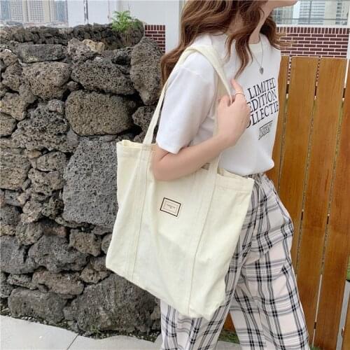 Youda Women Simple Shoulder Bag Soft Cloth Fabric Handbag Large Capacity Cotton Tote Canvas Bags For Pretty Young Girls Solid