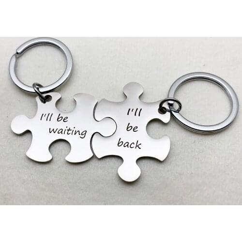 Coupels Jewelry Keychain I'll Be Waiting /back Stainless Steel Charm Keyring Valentines Day Gifts Boyfriend Girlfriend Gifts