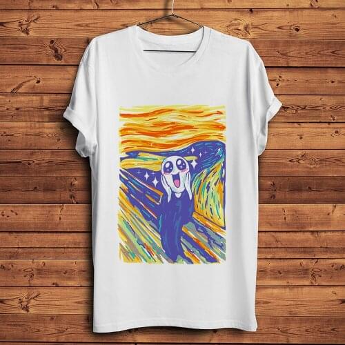 The Kawaii Scream Skrik funny Artistic t-shirt homme summer new short t shirt men white casual tshirt unisex streetwear