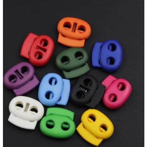 100pcs/Pack Mixed Colorful 5mm Hole Plastic Stopper Cord Lock Bean Toggle Clip Apparel Shoelace Sportswear Accessorie