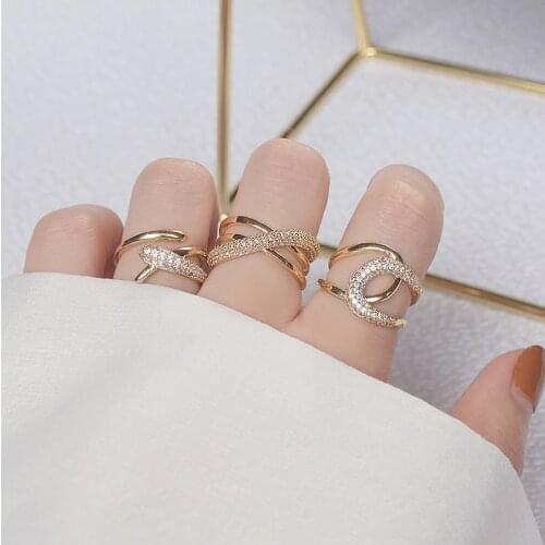 Ins Hot Sale Exquisite Geometry AAA Bling Zirconia Ring for Women Cubic Zircon CZ Luxury Rings Wedding Accessories Pendant Gift