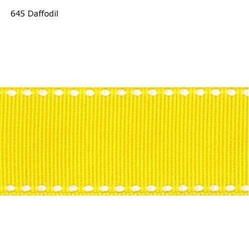 1" inch 25mm white saddle Daffodil stitched grosgrain ribbon