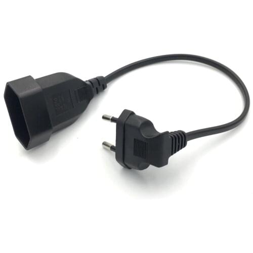 1PCS EU Power Adapter Cord,90 Degree Angled European Round 2Pin Male to Female Plug Power Cable For UPS PDU 0.3M/0.6M