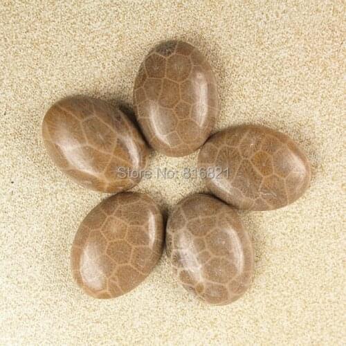 12 Pieces/lot) 15x20mm Coral stone Dome Oval Cabochon Natural stone Flat Back cabochons Undrilled