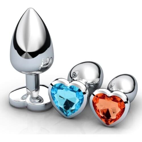 3 Size Removable Butt Plug Stimulator Anal Sex Toys Stainless Steel Heart Crystal Anal Plug Massager Sex Toys For Women Dildo