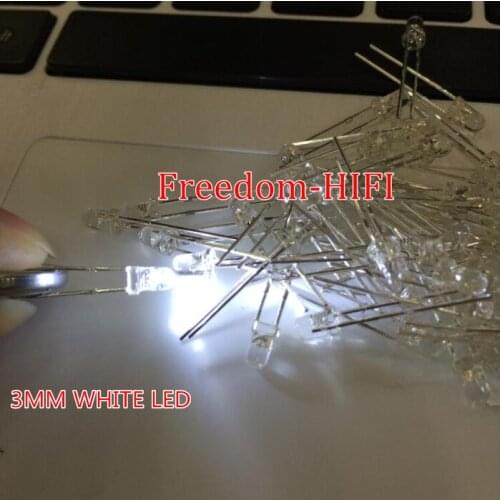 500pcs 3mm Round White Light-emitting diode Super Bright Light Bulb Led Lamp New 6000-6500k 3.0-3.6v 20ma 3mm white led diodes